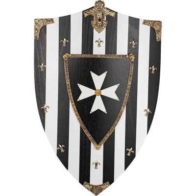 Hospitaliers Knights Wooden Shield for Medieval Decor and Reenactments