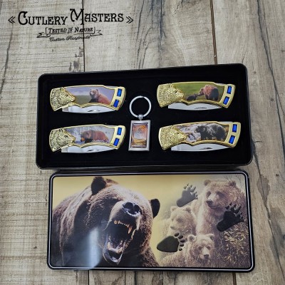 4-Piece Bear Collection Box Set with Keychain – Stylish & Durable Tool