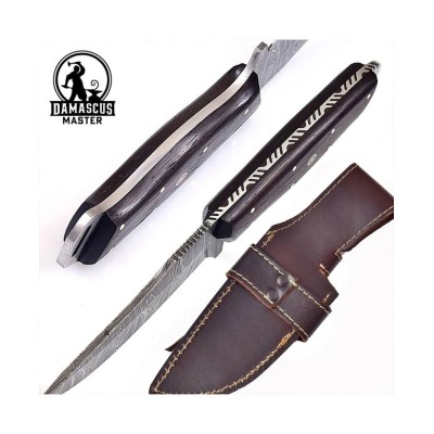 Handmade Damascus Steel Hunting Knife with Wenge Wood Handle