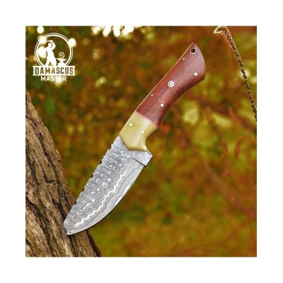 Damascus Hunting Knife - Rosewood Handle