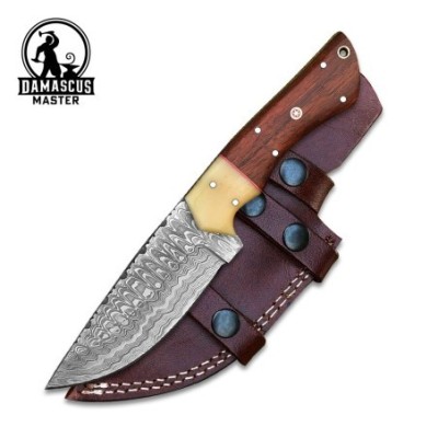 Damascus Hunting Knife - Rosewood Handle