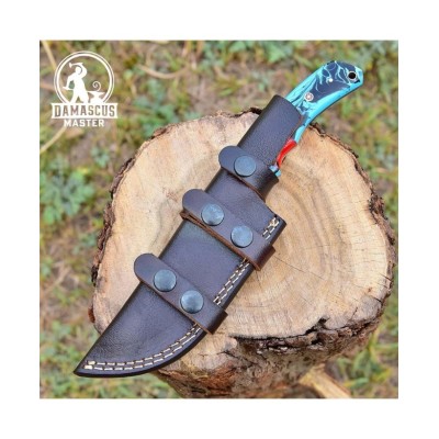 Handmade Damascus Steel Hunting Skinner Knife - Resin Handle