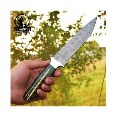 Handmade Damascus Steel Tanto Blade Hunting Knife