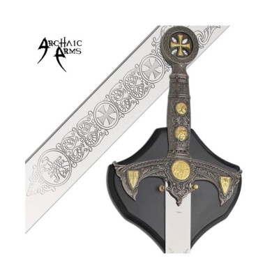 Templar Knight Crusader Sword With Wall Plaque