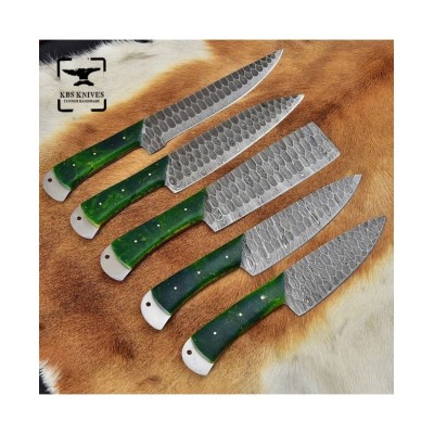 Green Resin Handle Knife Set - Precision & Comfort