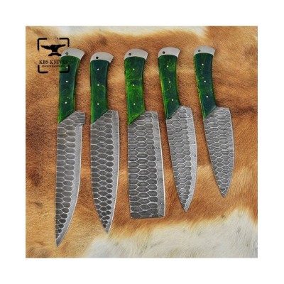 Green Resin Handle Knife Set - Precision & Comfort