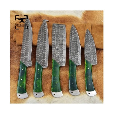 Green Resin Handle Knife Set - Precision & Comfort