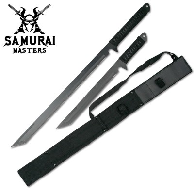 Black Twin Ninja Sword Set Stainless Steel Blades