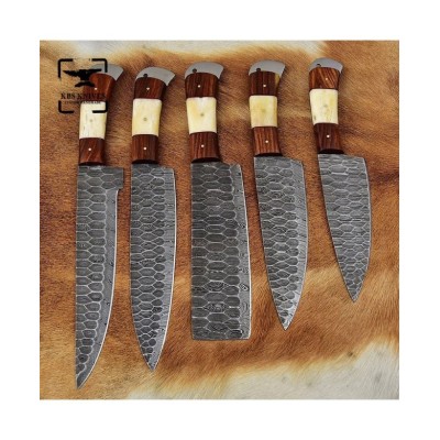 Damascus Steel 5 PCs Premium Kitchen Knife Set