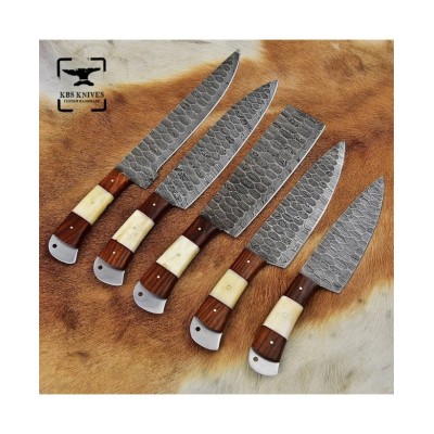 Damascus Steel 5 PCs Premium Kitchen Knife Set