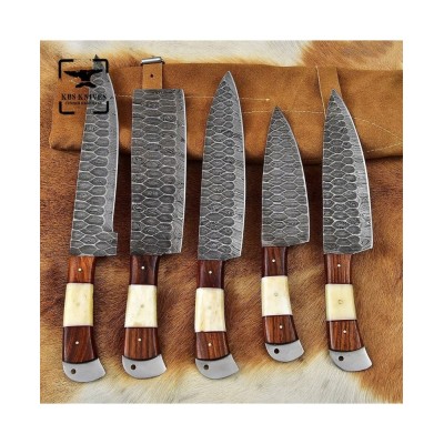 Damascus Steel 5 PCs Premium Kitchen Knife Set