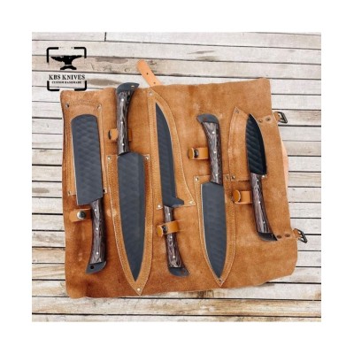 Damascus Steel Wenge Wood Handle Professional Chef Knife Set