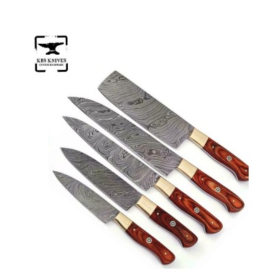 5-Piece Handmade Damascus Steel Chef Knives Set