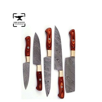 5-Piece Handmade Damascus Steel Chef Knives Set