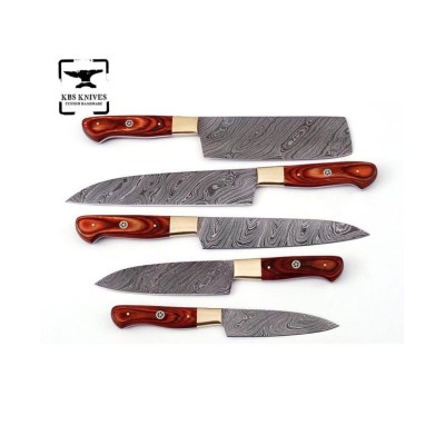 5-Piece Handmade Damascus Steel Chef Knives Set