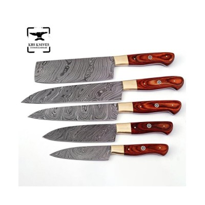 5-Piece Handmade Damascus Steel Chef Knives Set