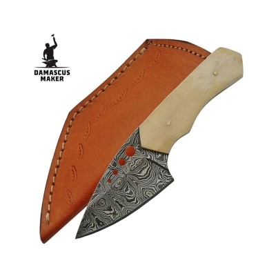 Professional Damascus Skinning Knife Bone Handle Professional Damascus Skinning Knife Bone Handle