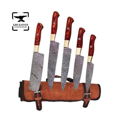 5-Piece Handmade Damascus Steel Chef Knives Set