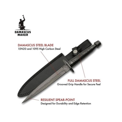 Damascus Steel Commando Dagger Knife