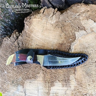 Hand-Engraved Brass Bolster Stainless Steel Blade for Outdoor Use