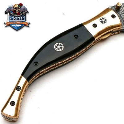 Custom Handmade Folding Knife with Damascus Steel Blade