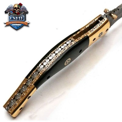 Custom Handmade Folding Knife with Damascus Steel Blade