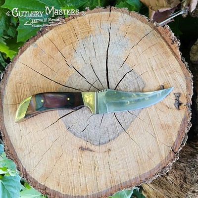 Hand-Engraved Brass Bolster Stainless Steel Blade for Outdoor Use