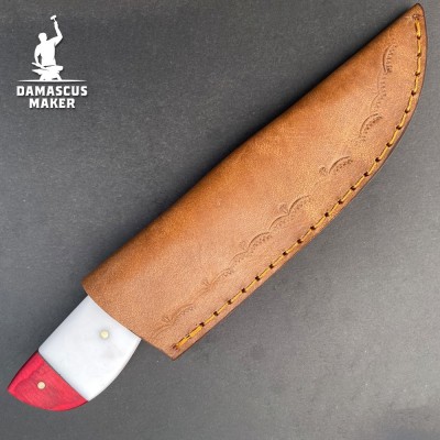 Custom Handmade Damascus Bushcraft Knife with Resin Handle