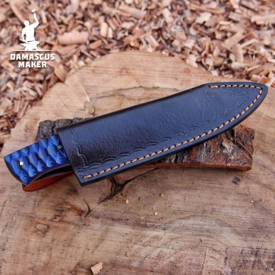 Custom Handmade Raindrop Damascus Steel Bushcraft Knife