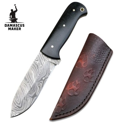 Custom Handmade Damascus Steel Bushcraft Knife for Outdoor Adventures