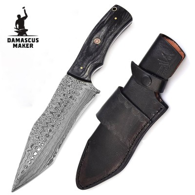 Handmade Fixed Blade Bushcraft Knife with Black Pakkawood Handle