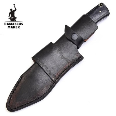 Handmade Fixed Blade Bushcraft Knife with Black Pakkawood Handle