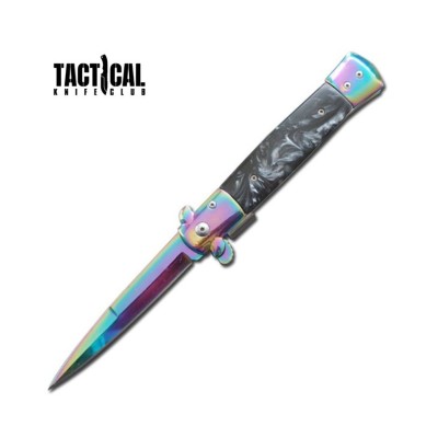 Rainbow Blade Stiletto Knife | Spring Assist