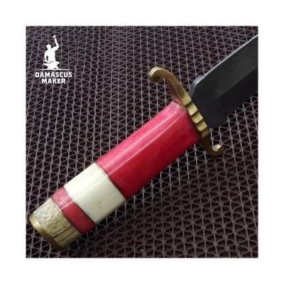 Damascus Dagger Knife Camel Bone Handle