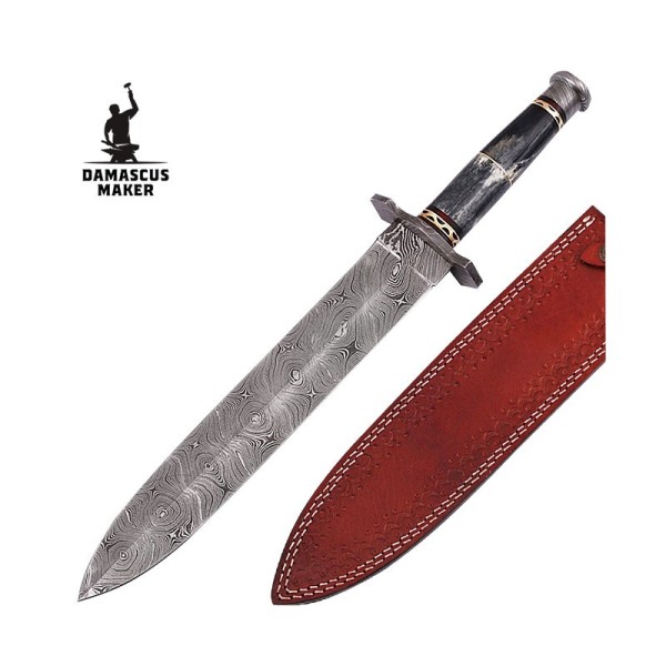 Undead Warrior Damascus Steel Dagger Knife