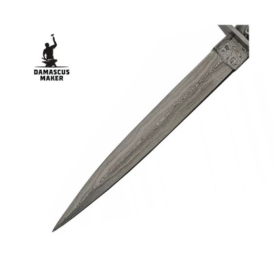 Damascus Steel Commando Dagger Knife