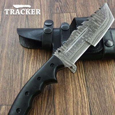 Handmade Damascus Tracker Knife with G10 Handle & Sheath Handmade Damascus Tracker Knife with G10 Handle & Sheath