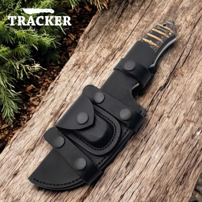 Damascus Steel Fixed Blade Tracker Knife – Versatile & Durable