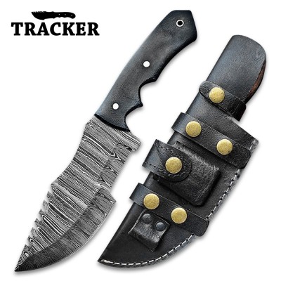 Handmade Damascus Steel Tracker Knife | Durable Outdoor Knife