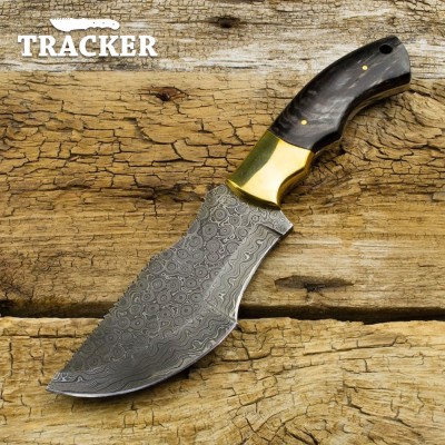 Handmade Damascus Steel Tracker Knife with Buffalo Horn Handle