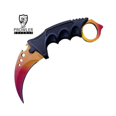 7.6" Yellow Blood Karambit Neck Knife - Tactical Full-Tang Blade