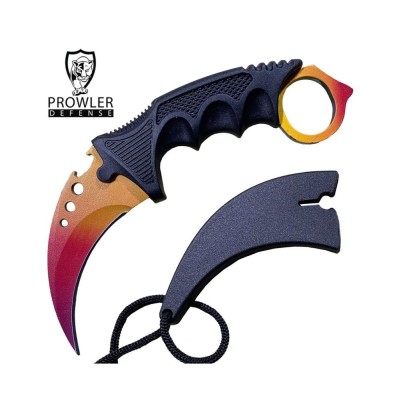 7.6" Yellow Blood Karambit Neck Knife - Tactical Full-Tang Blade