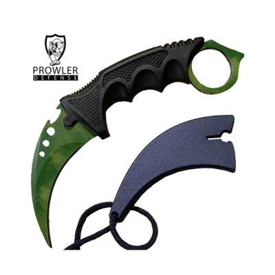 7.6" Green Gamma Karambit Neck Knife - Tactical Full-Tang Blade