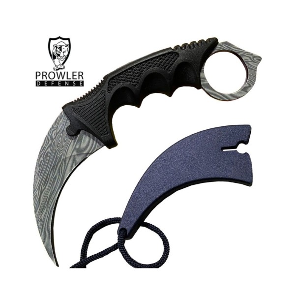 7.6" Damascus Pattern CSGO Karambit Neck Knife