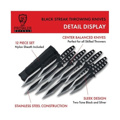 Black Streak Throwing Knife Set (12 Pieces)