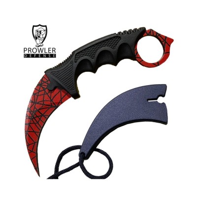 7.6" Red Spider Web CSGO Karambit Knife with Sheath