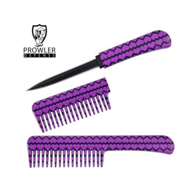 Self-Defense Brush Comb with Hidden Knife – Purple Hearts