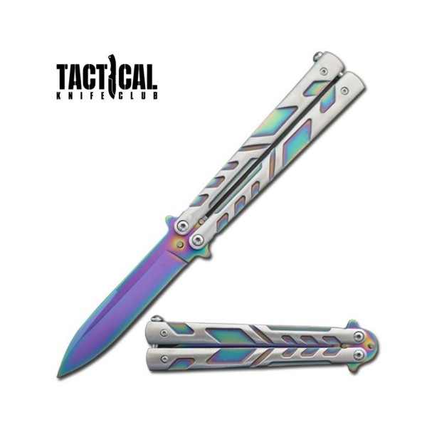 5" Closed Length Rainbow Venom Balisong Butterfly Knife