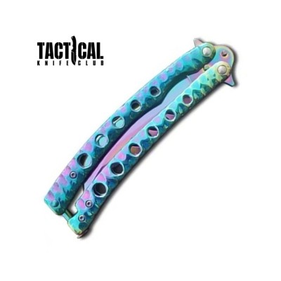 The Predator Curved Rainbow Blade Butterfly Knife 9"