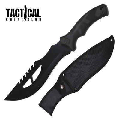 Black Fixed Blade Hunting Bowie Machete Knife 15" Outdoor Tool